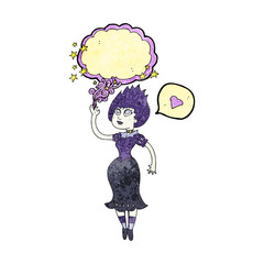 speech bubble textured cartoon vampire girl