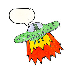 speech bubble textured cartoon ufo