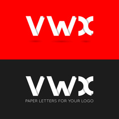 letter V W X logo paper set background