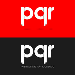 letter P Q R logo paper set background