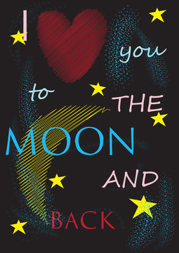 Design vector I love you to the moon and back