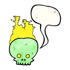 speech bubble textured cartoon steaming skull