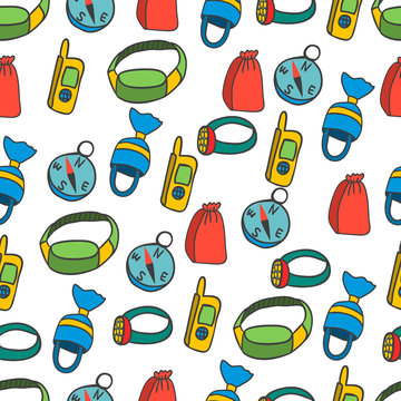 seamless pattern with equipment for kayaking-5