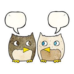cute speech bubble textured cartoon owls