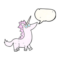 speech bubble textured cartoon unicorn