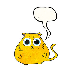 speech bubble textured cartoon cat with big pretty eyes