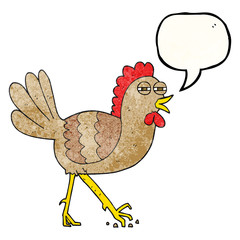speech bubble textured cartoon chicken