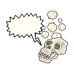 speech bubble textured cartoon ancient skull