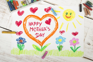 Happy mothers day card made by a child - 103753146