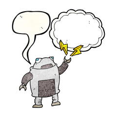speech bubble textured cartoon robot