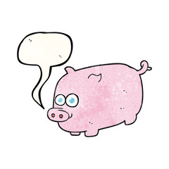 speech bubble textured cartoon pig