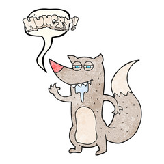speech bubble textured cartoon hungry wolf