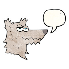 speech bubble textured cartoon wolf head