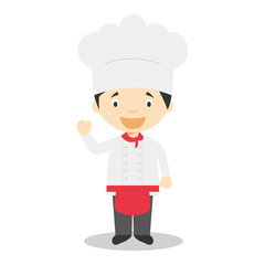 Cute cartoon vector illustration of a chef