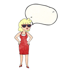 texture speech bubble cartoon woman wearing sunglasses