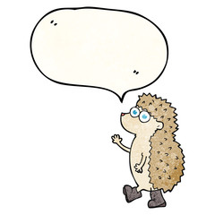cute texture speech bubble cartoon hedgehog