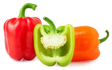 bell pepper with half on white background