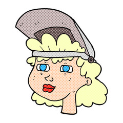 cartoon woman with welding mask