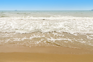 Beautiful tropical sea with beach and blue sky in Thailand
