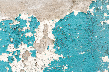 cracked blue concrete vintage wall background.