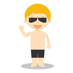 Cute cartoon vector illustration of a model