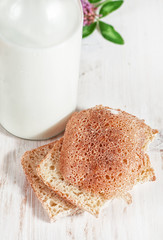 Homemade rustic bread on wooden board