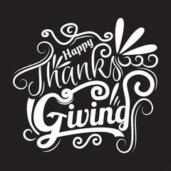Thanksgiving tee print design, Thanksgiving calligraphy style