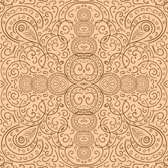 Henna pattern vector seamless. Henna pattern in beige and brown color.Ornamental vintage  background with decorative elements for your design