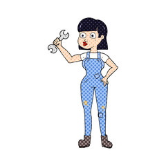 cartoon mechanic woman