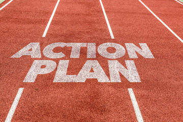 Action Plan written on running track