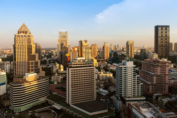 Bangkok sky line before sunset, Bangkok, Thailand.