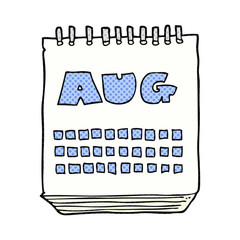cartoon calendar showing month of august