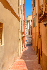 Fragment of Monaco Village, Monaco, France. Narrow streets in Old Town.