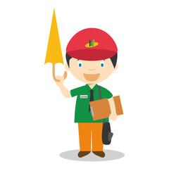 Cute cartoon vector illustration of a tour guide