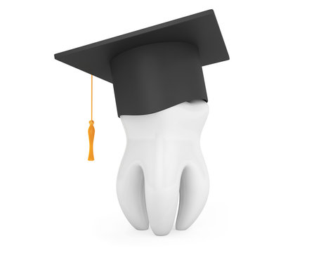 Graduation Academic Cap with White Tooth