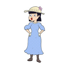 cartoon woman in sensible dress