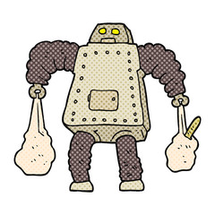 cartoon robot carrying shopping