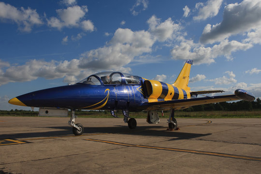  small blue and yellow airplane