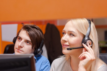 Call center agent at work