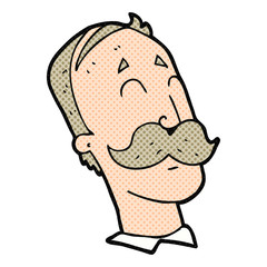 cartoon ageing man with mustache