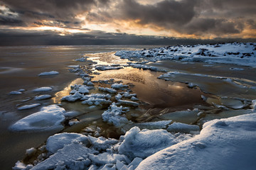 Seascape with dramatic sky