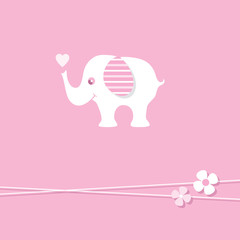 pink baby girl elephant greeting card