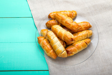 sausage dough, homemade cakes, top vew