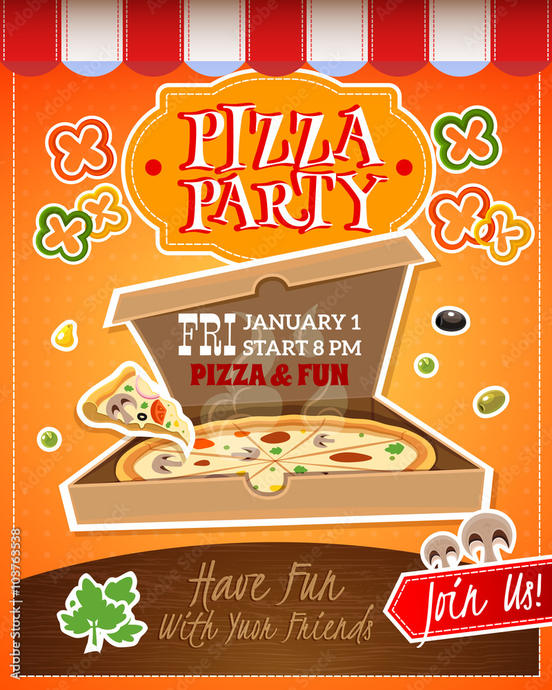 Wall mural  Pizza Party Poster