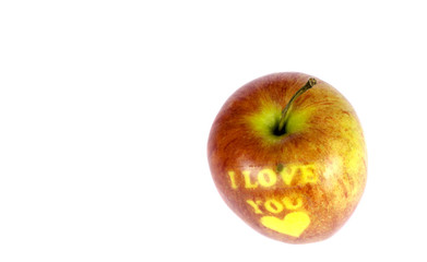 Apple with inscription 