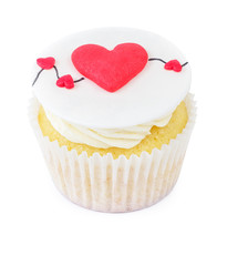 Cupcake with heart isolated