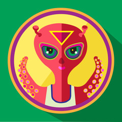  red alien vector flat illustration