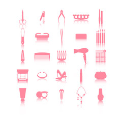 Hairdressing related symbol. Vector set of accessories for hair