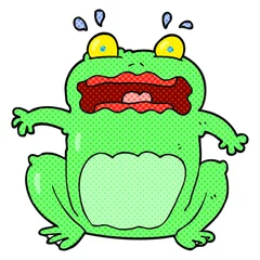 Fotobehang cartoon funny frightened frog © lineartestpilot