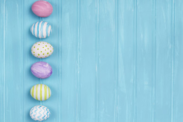 Easter eggs on a blue background